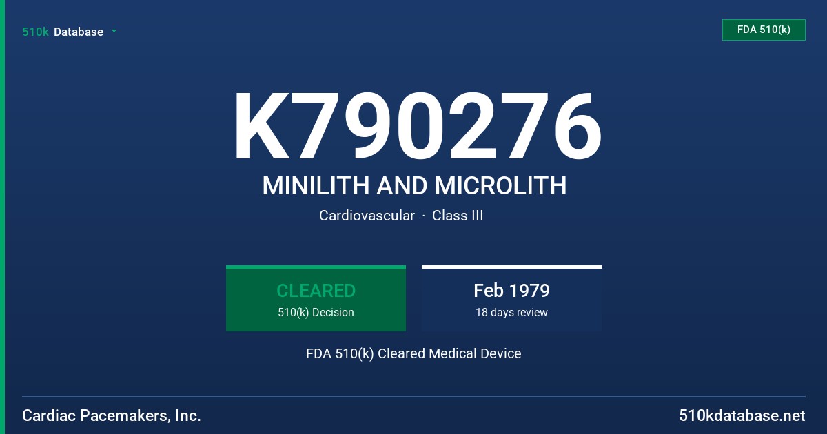 K790276 MINILITH AND MICROLITH FDA 510(k) Cleared Medical Device
