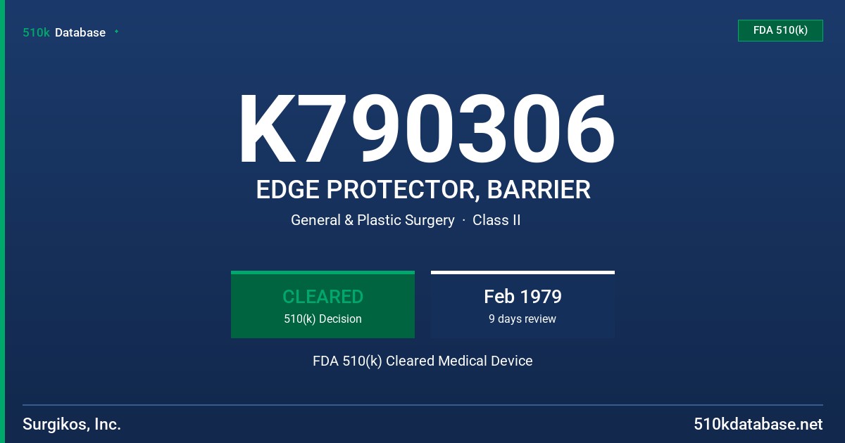 K790306 EDGE PROTECTOR, BARRIER FDA 510(k) Cleared Medical Device