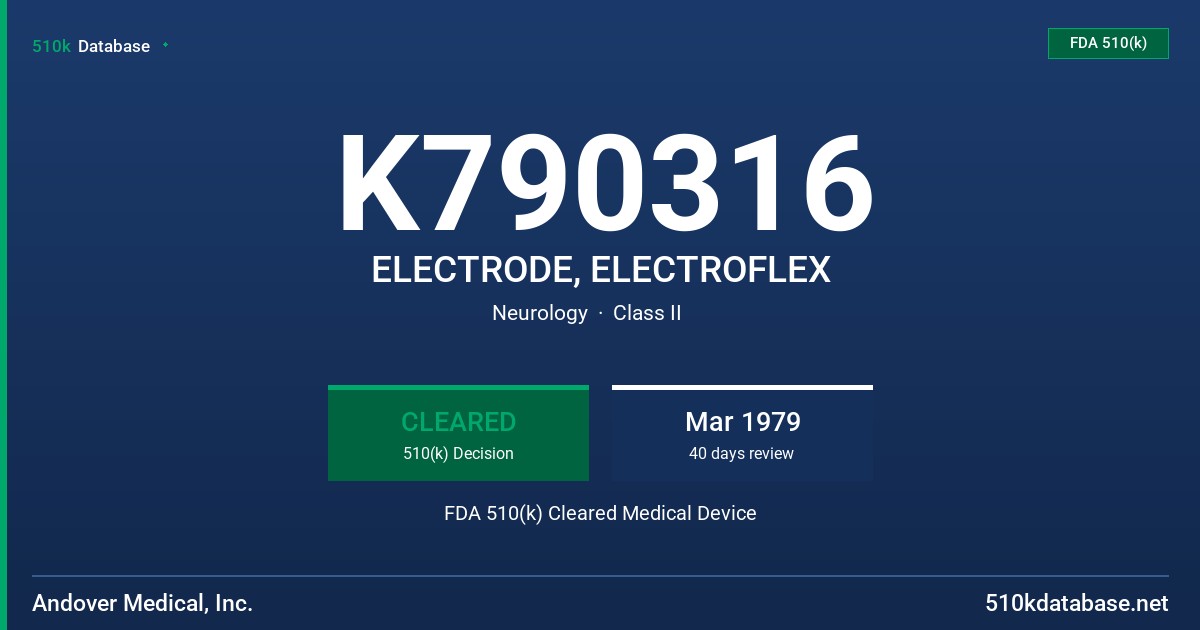 K790316 ELECTRODE, ELECTROFLEX FDA 510(k) Cleared Medical Device