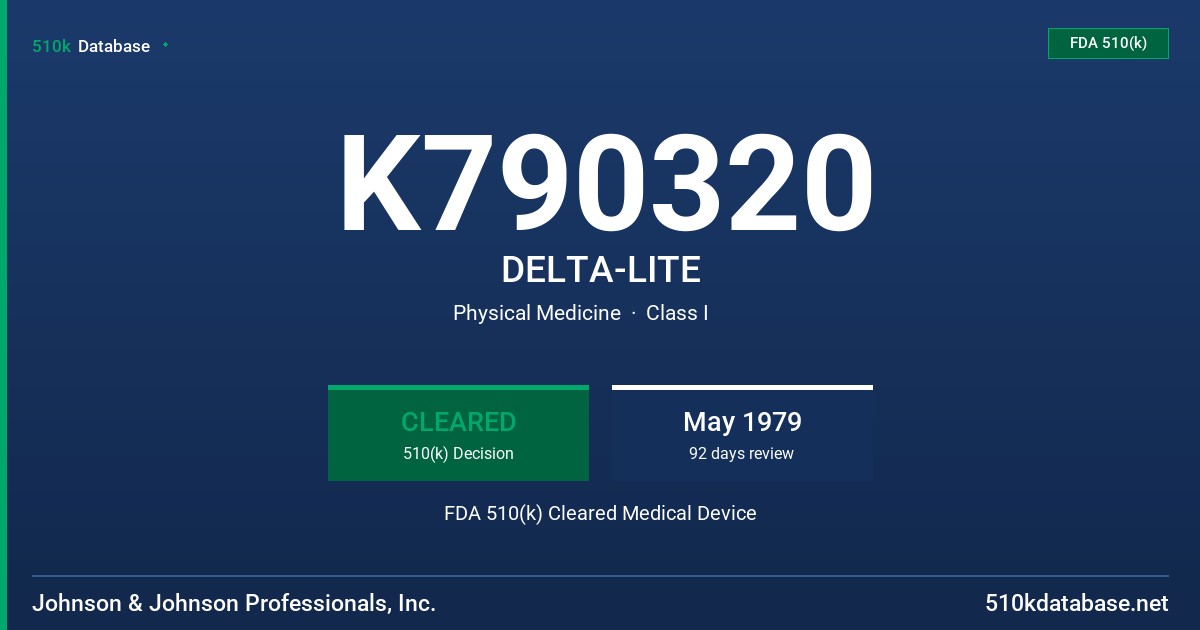 K790320 DELTA-LITE FDA 510(k) Cleared Medical Device