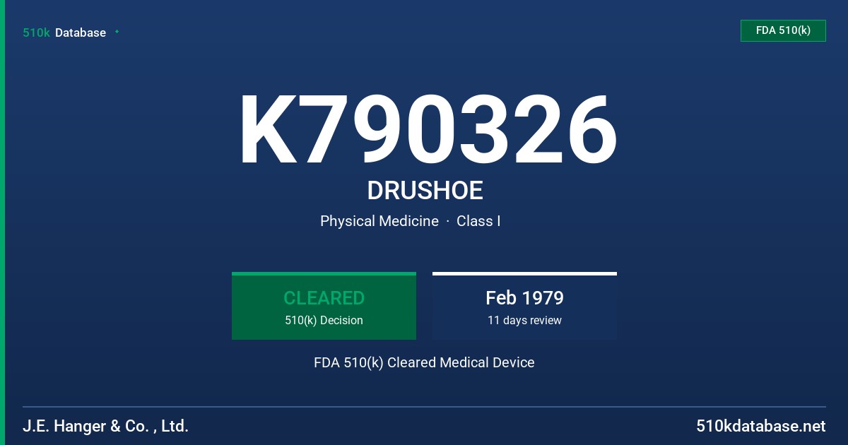 K790326 DRUSHOE FDA 510(k) Cleared Medical Device
