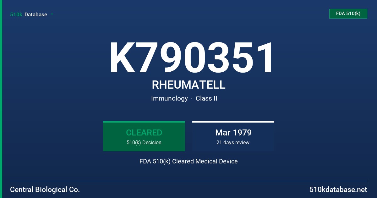 K790351 RHEUMATELL FDA 510(k) Cleared Medical Device