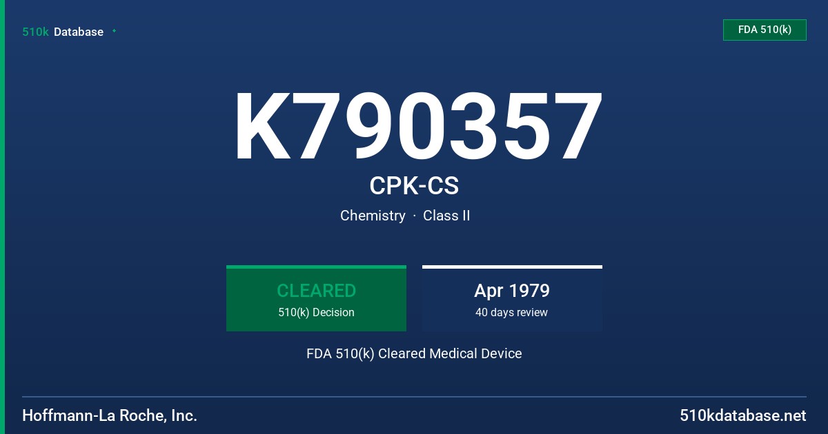 K790357 CPK-CS FDA 510(k) Cleared Medical Device