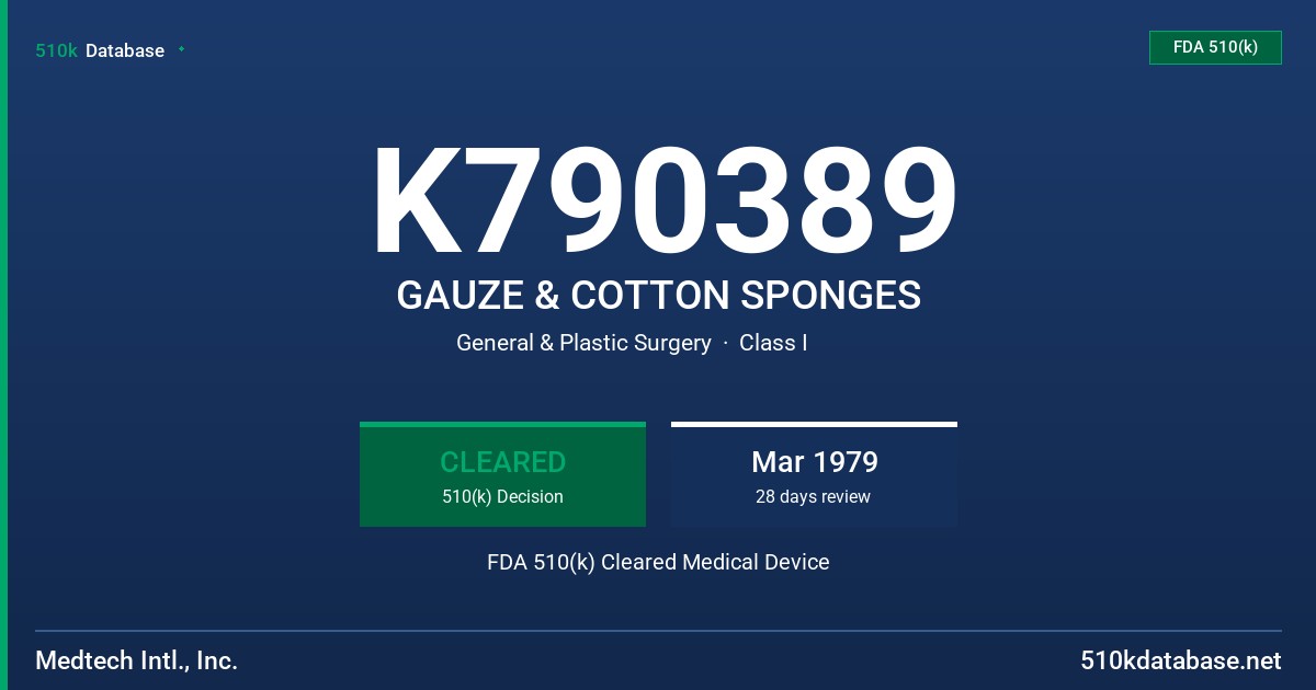 K790389 GAUZE & COTTON SPONGES FDA 510(k) Cleared Medical Device