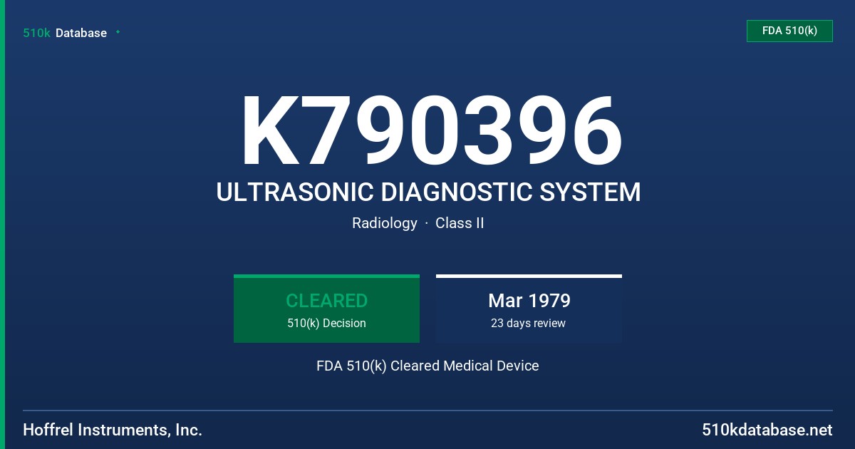 K790396 ULTRASONIC DIAGNOSTIC SYSTEM FDA 510(k) Cleared Medical Device