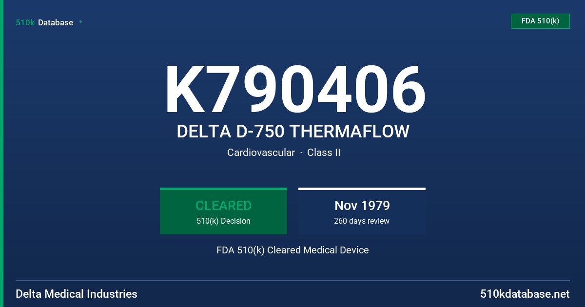 K790406 DELTA D-750 THERMAFLOW FDA 510(k) Cleared Medical Device