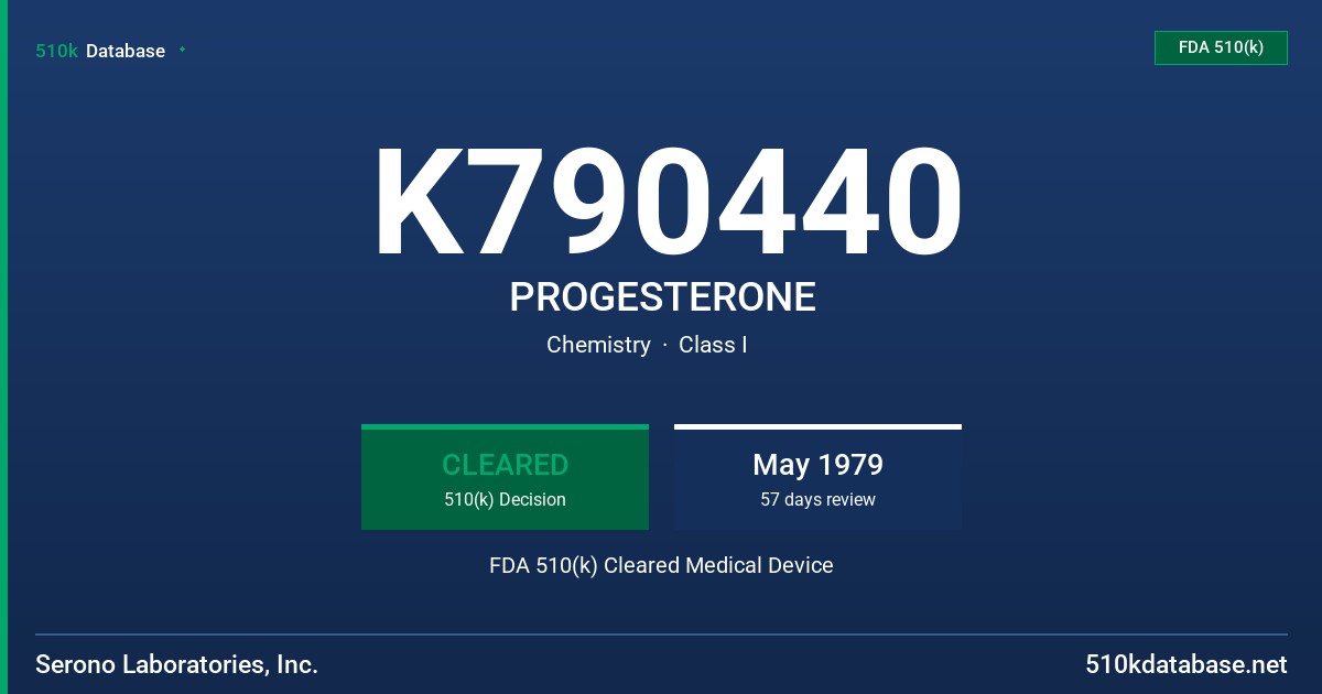 K790440 PROGESTERONE FDA 510(k) Cleared Medical Device