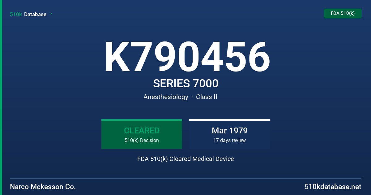 K790456 SERIES 7000 FDA 510(k) Cleared Medical Device