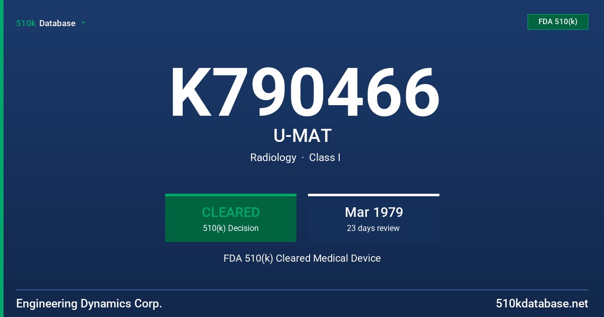 K790466 U-MAT FDA 510(k) Cleared Medical Device