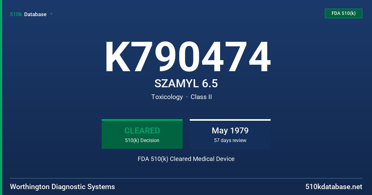 K790474 SZAMYL 6.5 FDA 510(k) Cleared Medical Device