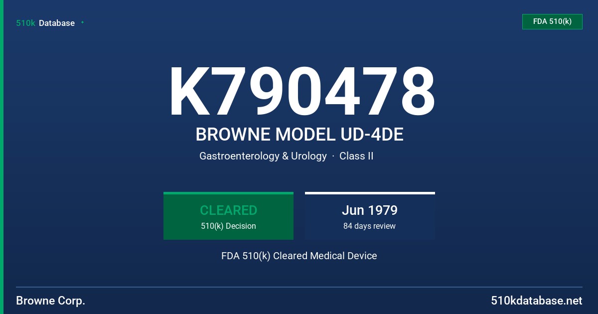 K790478 BROWNE MODEL UD-4DE FDA 510(k) Cleared Medical Device