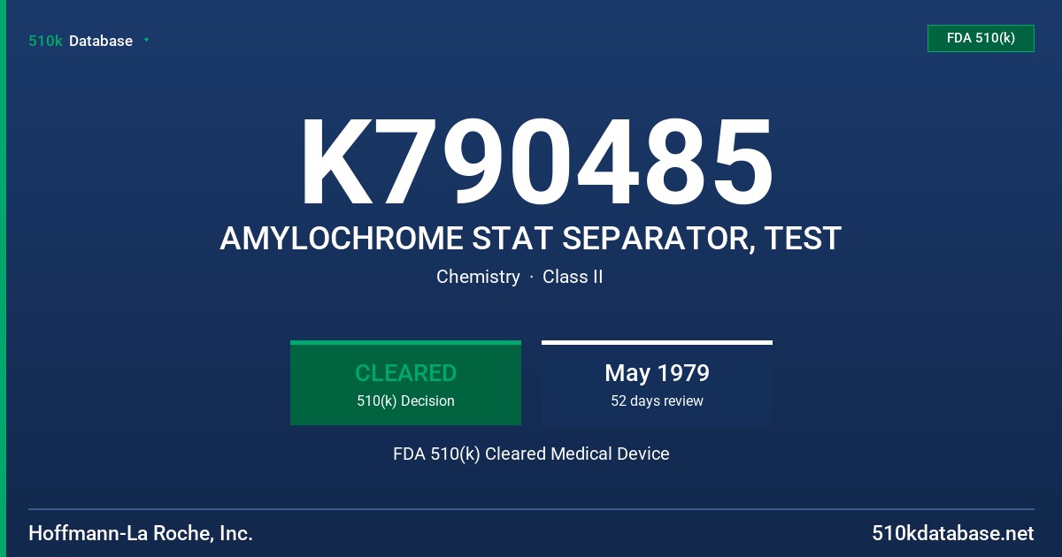 K790485 AMYLOCHROME STAT SEPARATOR, TEST FDA 510(k) Cleared Medical Device