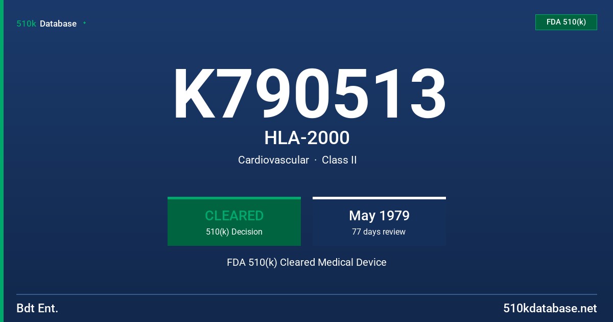 K790513 HLA-2000 FDA 510(k) Cleared Medical Device