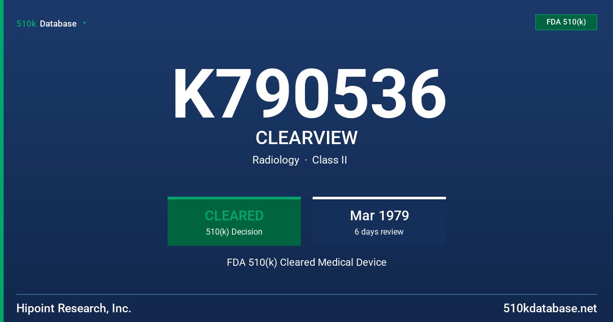 K790536 CLEARVIEW FDA 510(k) Cleared Medical Device
