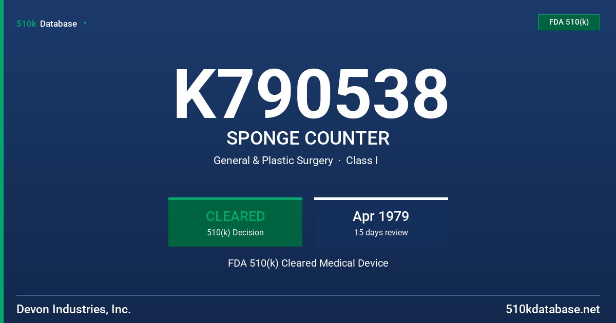 K790538 SPONGE COUNTER FDA 510(k) Cleared Medical Device