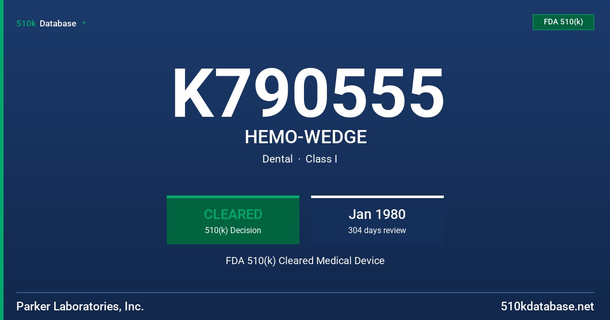 K790555 HEMO-WEDGE FDA 510(k) Cleared Medical Device