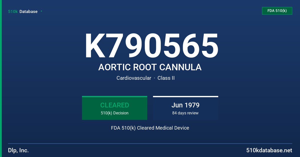 K790565 AORTIC ROOT CANNULA FDA 510(k) Cleared Medical Device