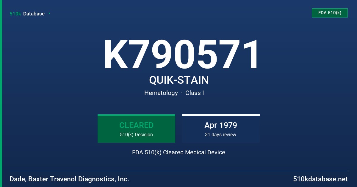 K790571 QUIK-STAIN FDA 510(k) Cleared Medical Device
