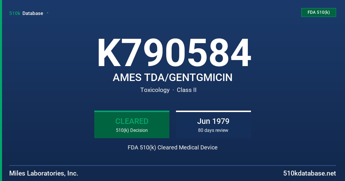 K790584 AMES TDA/GENTGMICIN FDA 510(k) Cleared Medical Device