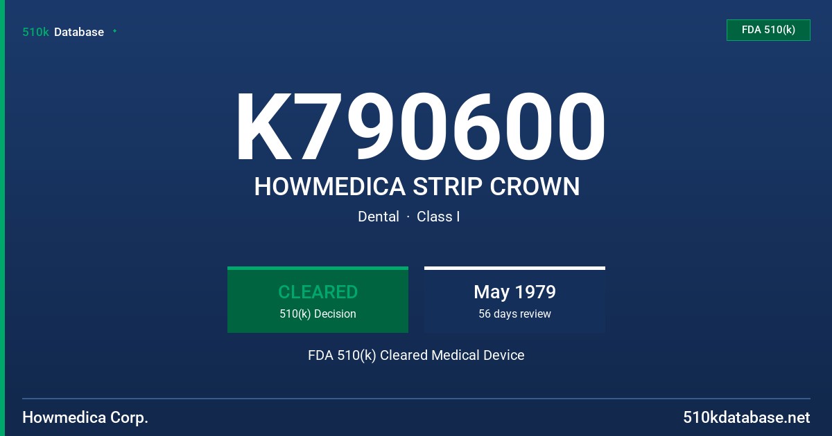K790600 HOWMEDICA STRIP CROWN FDA 510(k) Cleared Medical Device