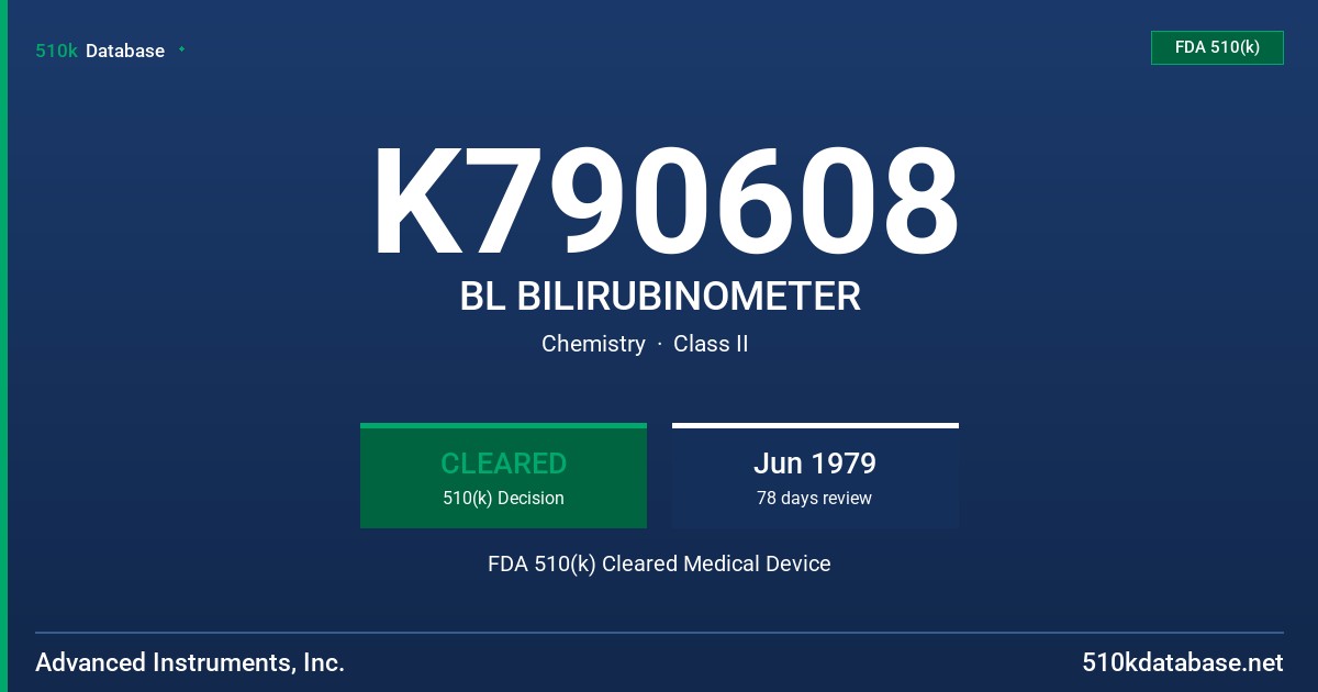 K790608 BL BILIRUBINOMETER FDA 510(k) Cleared Medical Device