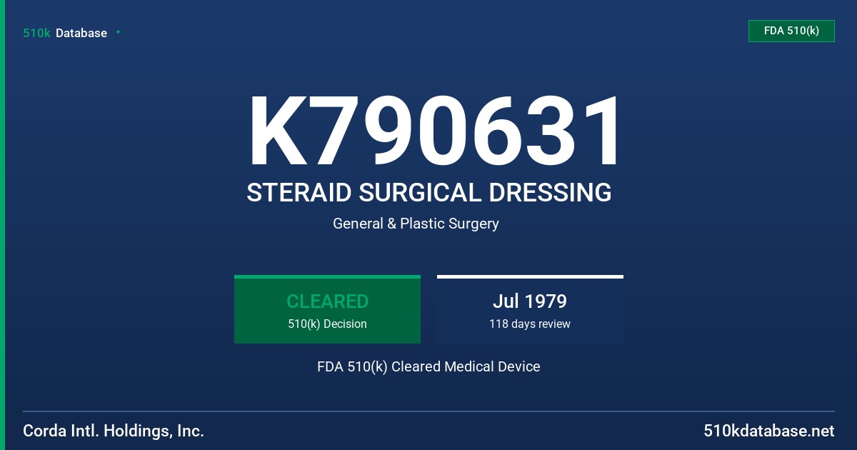 K790631 STERAID SURGICAL DRESSING FDA 510(k) Cleared Medical Device