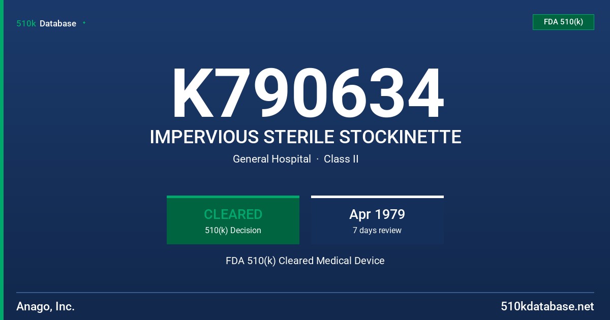 K790634 IMPERVIOUS STERILE STOCKINETTE FDA 510(k) Cleared Medical Device