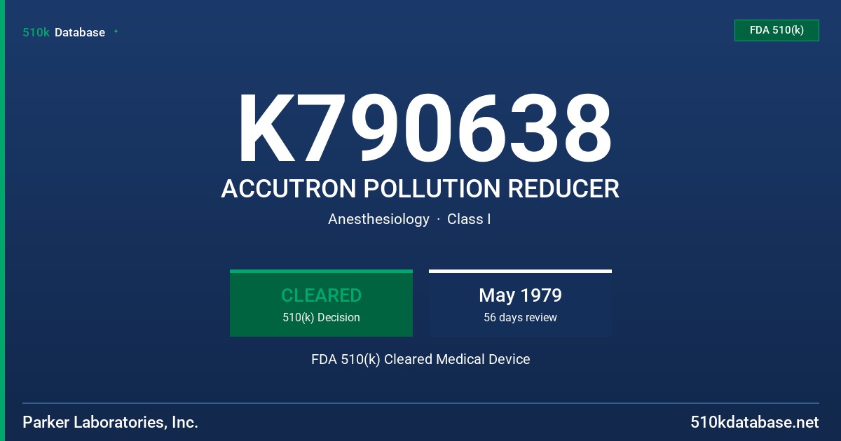 K790638 ACCUTRON POLLUTION REDUCER FDA 510(k) Cleared Medical Device