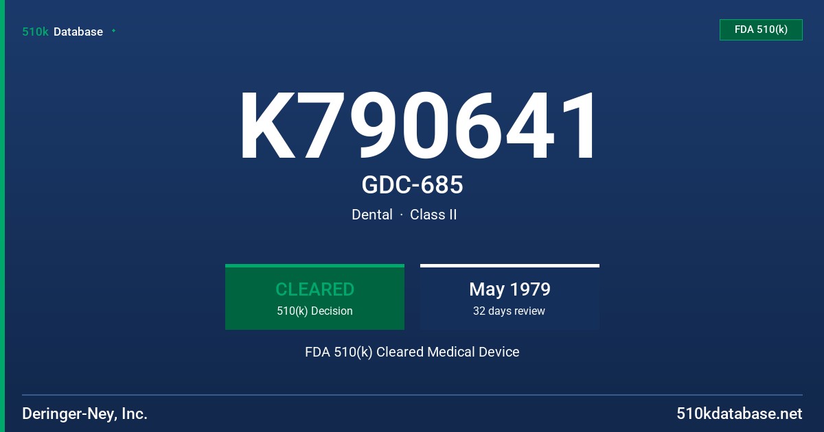 K790641 GDC-685 FDA 510(k) Cleared Medical Device