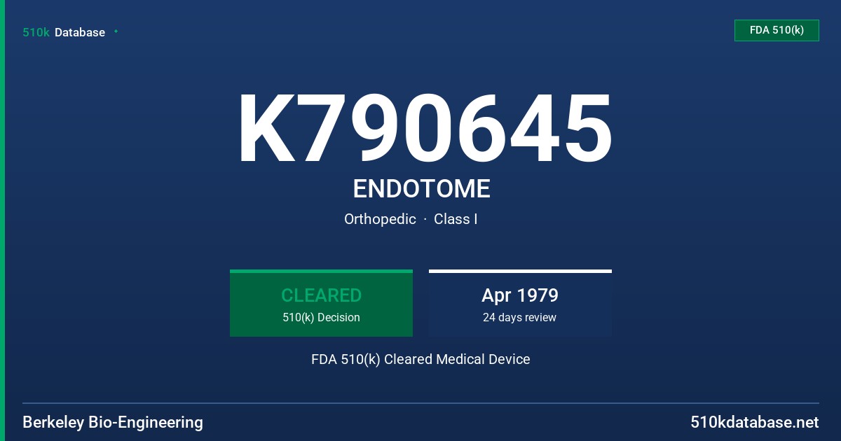 K790645 ENDOTOME FDA 510(k) Cleared Medical Device