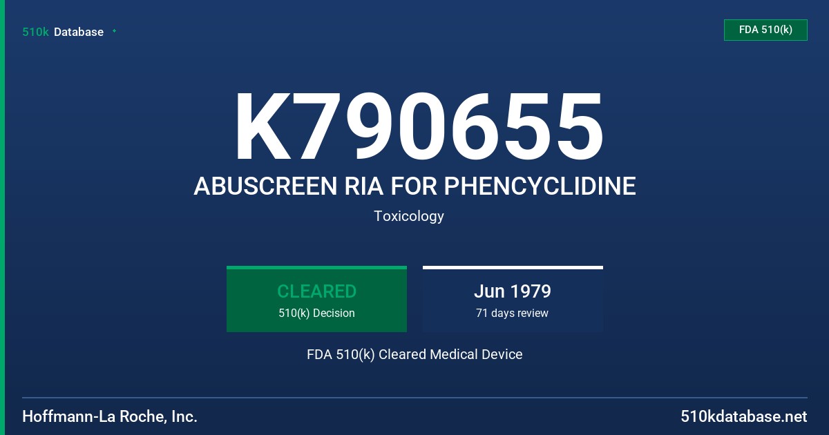 K790655 ABUSCREEN RIA FOR PHENCYCLIDINE FDA 510(k) Cleared Medical Device