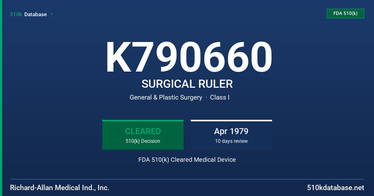 K790660 SURGICAL RULER FDA 510(k) Cleared Medical Device