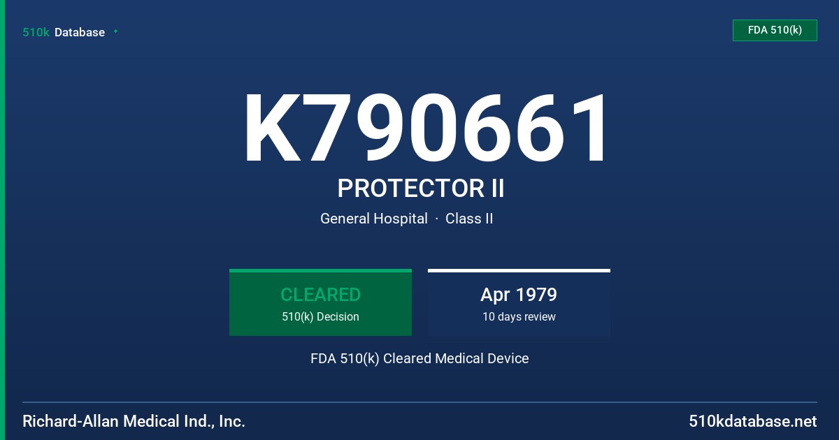 K790661 PROTECTOR II FDA 510(k) Cleared Medical Device