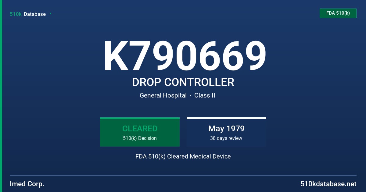 K790669 DROP CONTROLLER FDA 510(k) Cleared Medical Device
