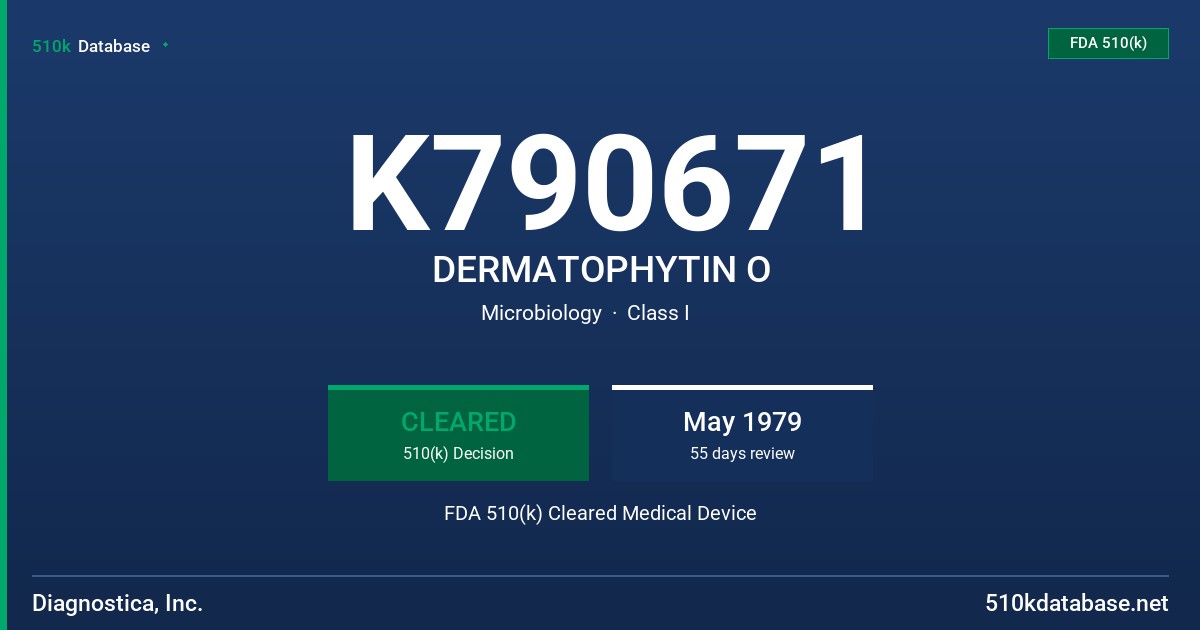 K790671 DERMATOPHYTIN O FDA 510(k) Cleared Medical Device