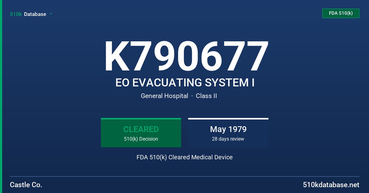 K790677 EO EVACUATING SYSTEM I FDA 510(k) Cleared Medical Device