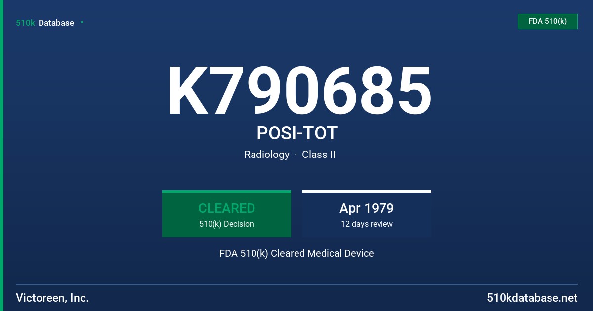 K790685 POSI-TOT FDA 510(k) Cleared Medical Device
