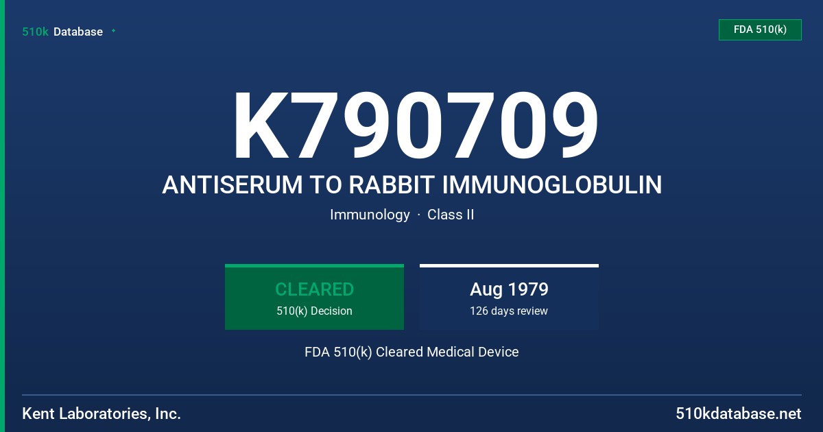 K790709 ANTISERUM TO RABBIT IMMUNOGLOBULIN FDA 510(k) Cleared Medical Device