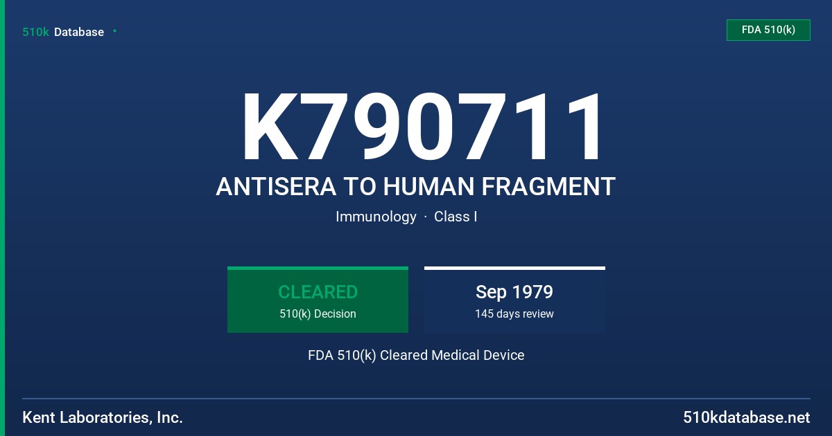 K790711 ANTISERA TO HUMAN FRAGMENT FDA 510(k) Cleared Medical Device