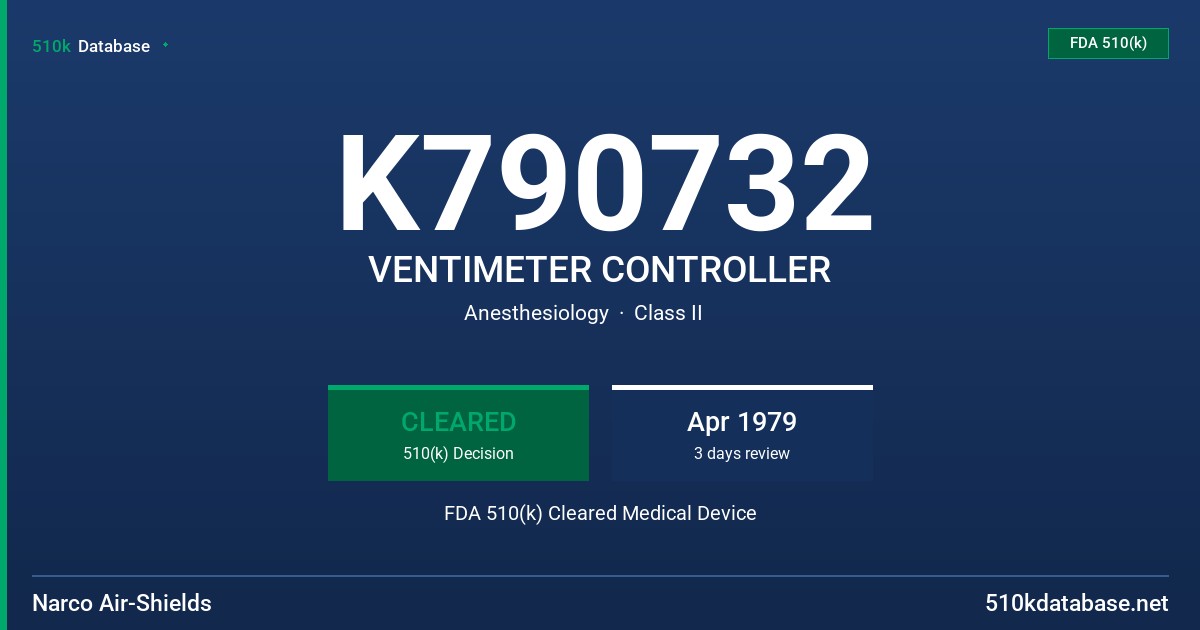 K790732 VENTIMETER CONTROLLER FDA 510(k) Cleared Medical Device