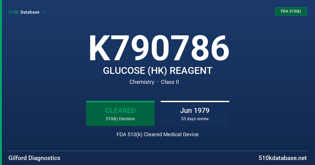 K790786 GLUCOSE (HK) REAGENT FDA 510(k) Cleared Medical Device