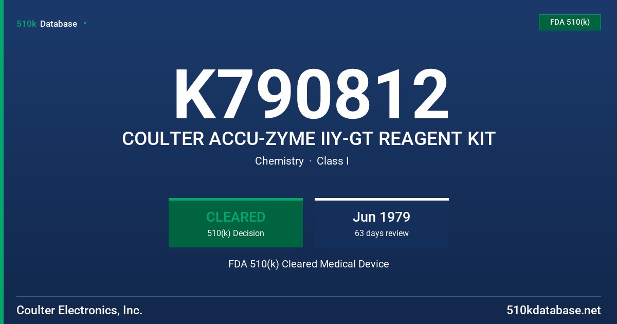 K790812 COULTER ACCU-ZYME IIY-GT REAGENT KIT FDA 510(k) Cleared Medical Device