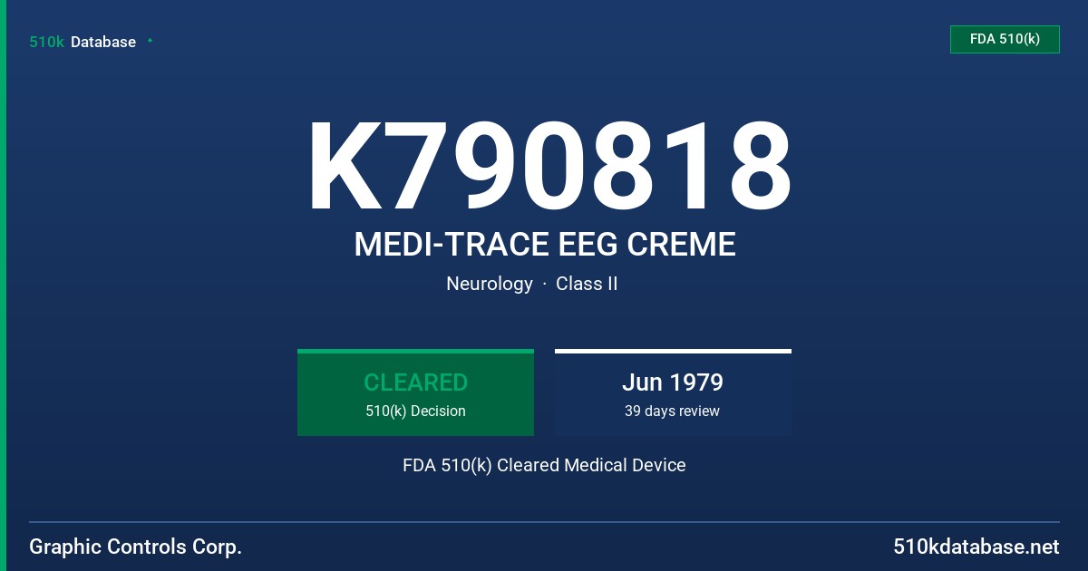 K790818 MEDI-TRACE EEG CREME FDA 510(k) Cleared Medical Device