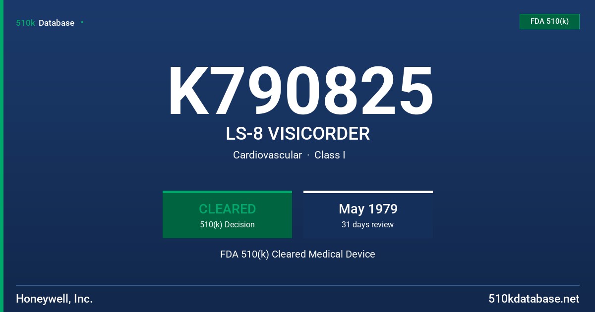 K790825 LS-8 VISICORDER FDA 510(k) Cleared Medical Device