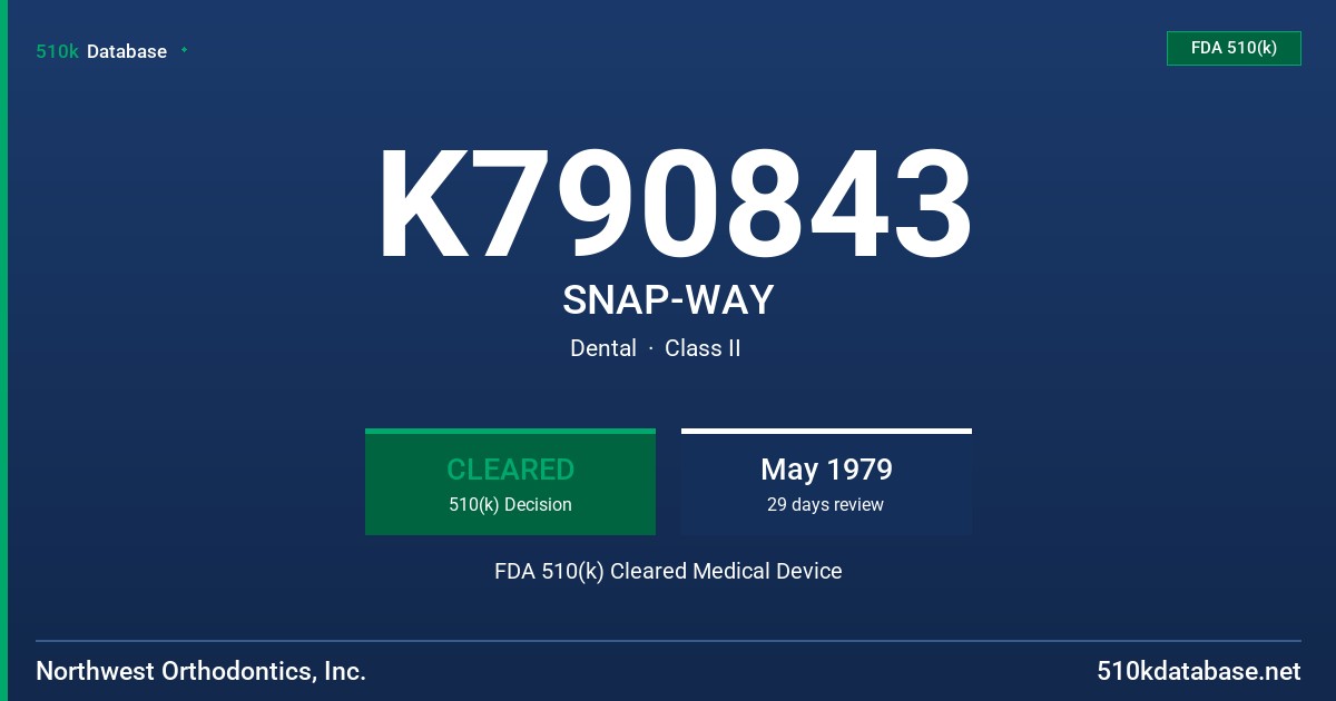 K790843 SNAP-WAY FDA 510(k) Cleared Medical Device
