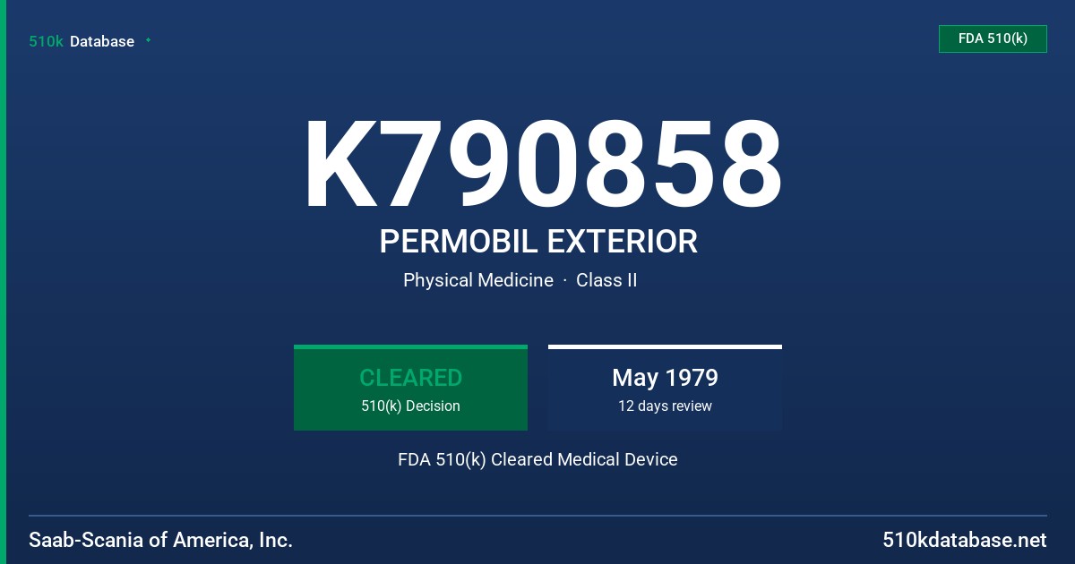 K790858 PERMOBIL EXTERIOR FDA 510(k) Cleared Medical Device