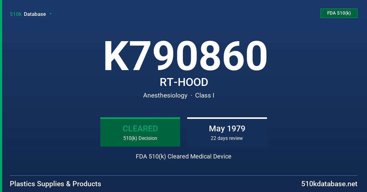 K790860 RT-HOOD FDA 510(k) Cleared Medical Device
