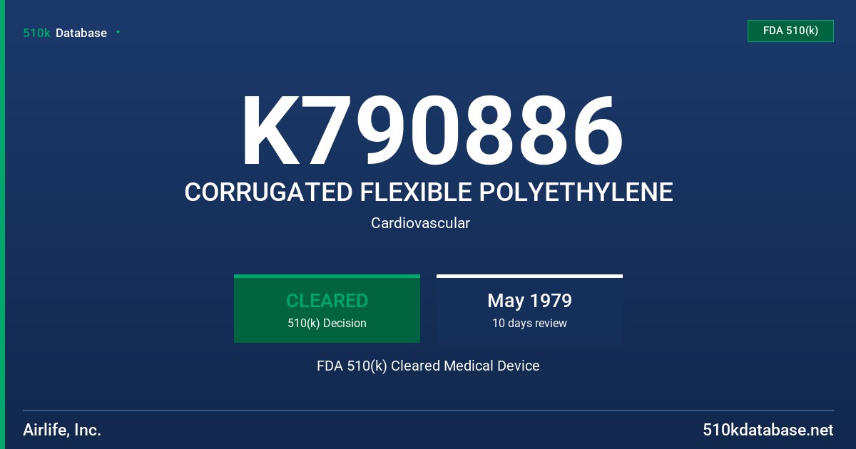 K790886 CORRUGATED FLEXIBLE POLYETHYLENE FDA 510(k) Cleared Medical Device