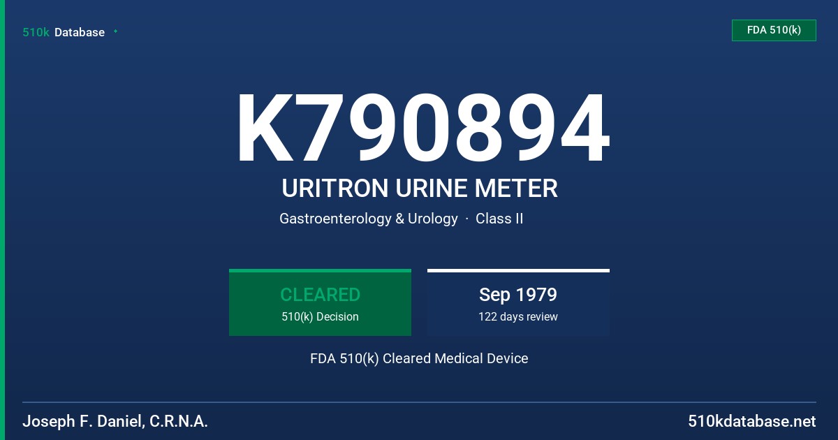 K790894 URITRON URINE METER FDA 510(k) Cleared Medical Device