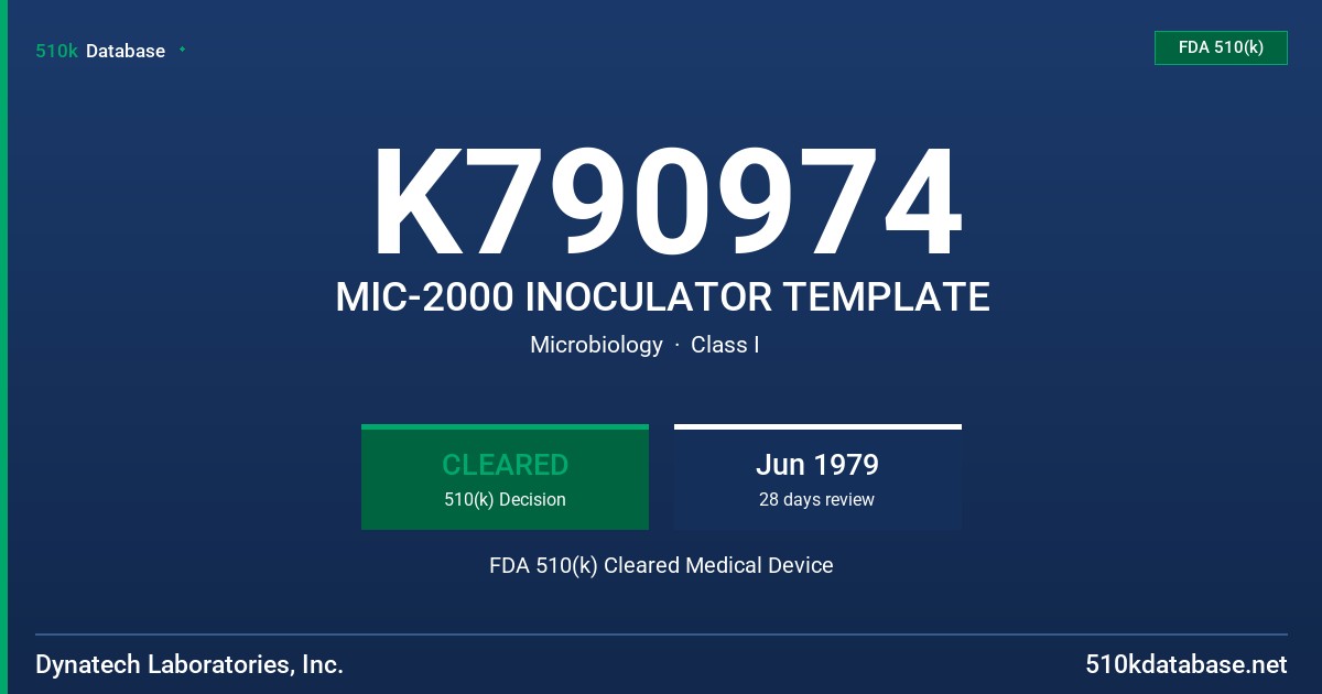 K790974 MIC-2000 INOCULATOR TEMPLATE FDA 510(k) Cleared Medical Device